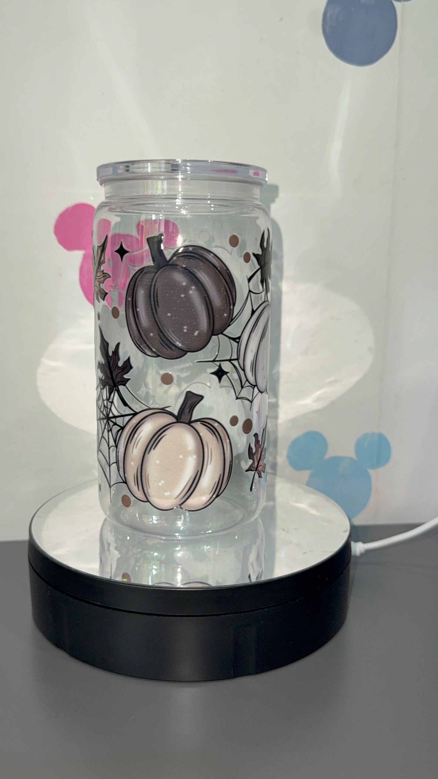 Black/white/neutrals pumpkin tumbler