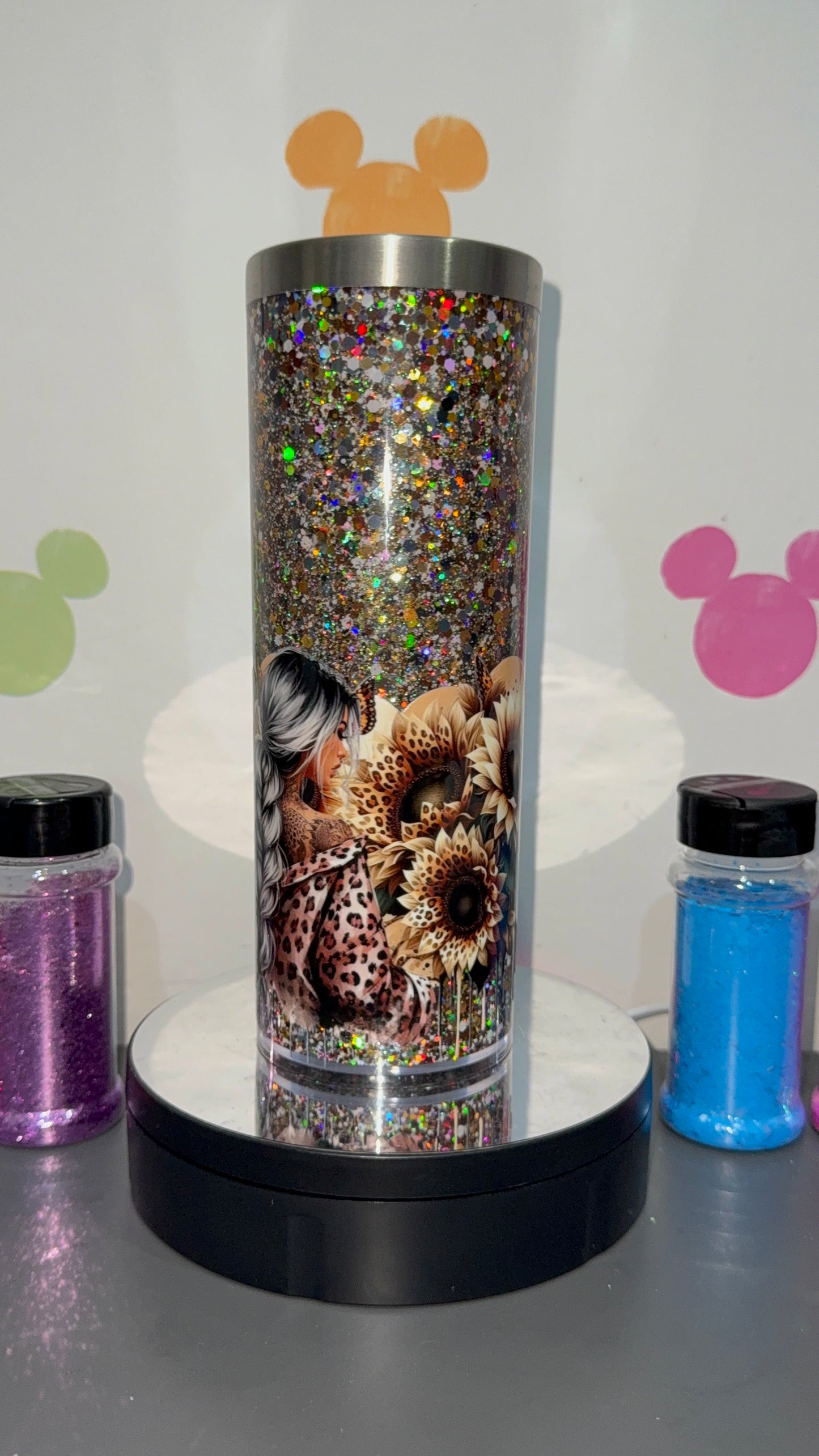 20oz insulated snowglobe with (hot/cold drinks)