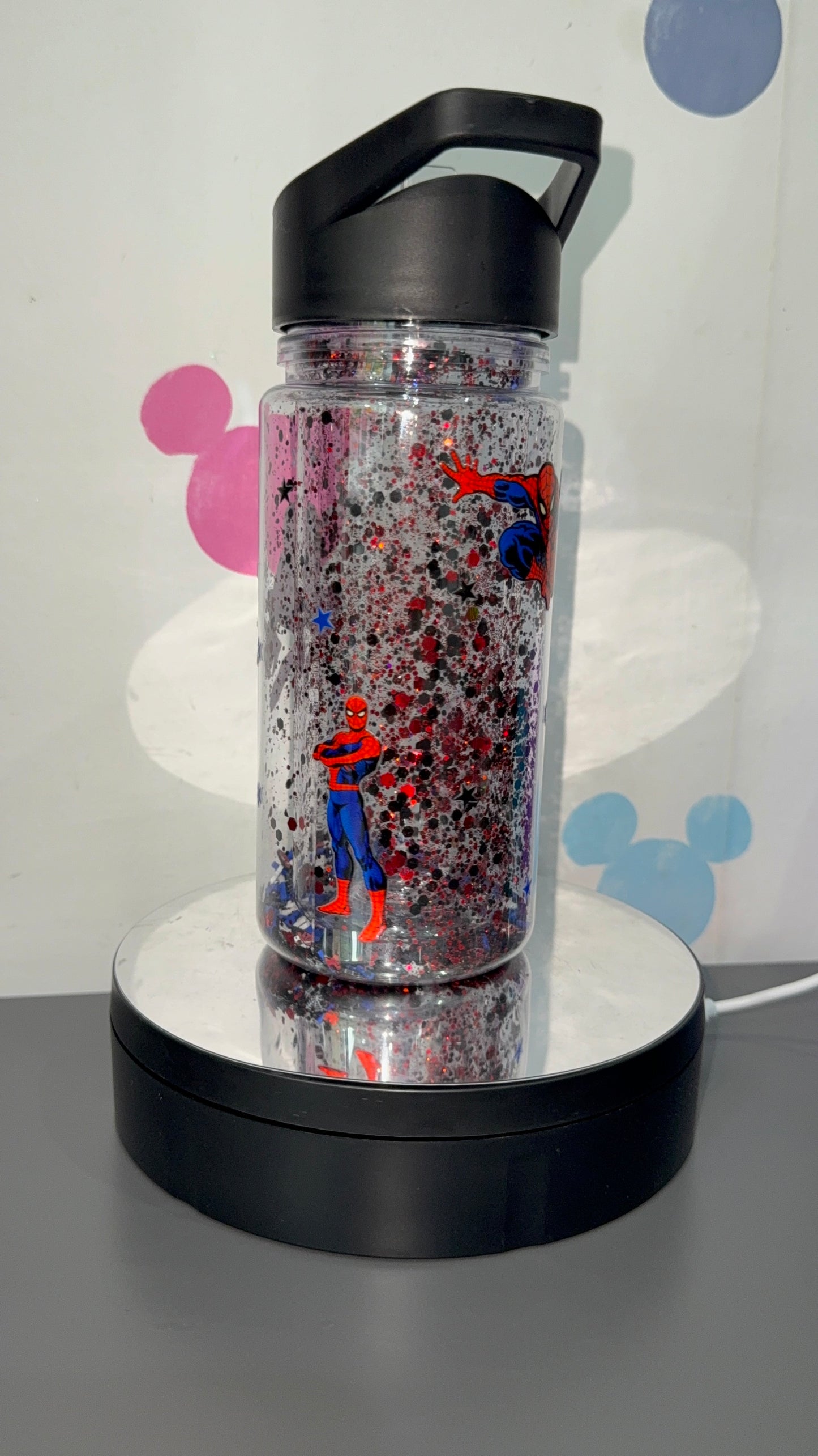 Spidey kids bottle, with clay pieces