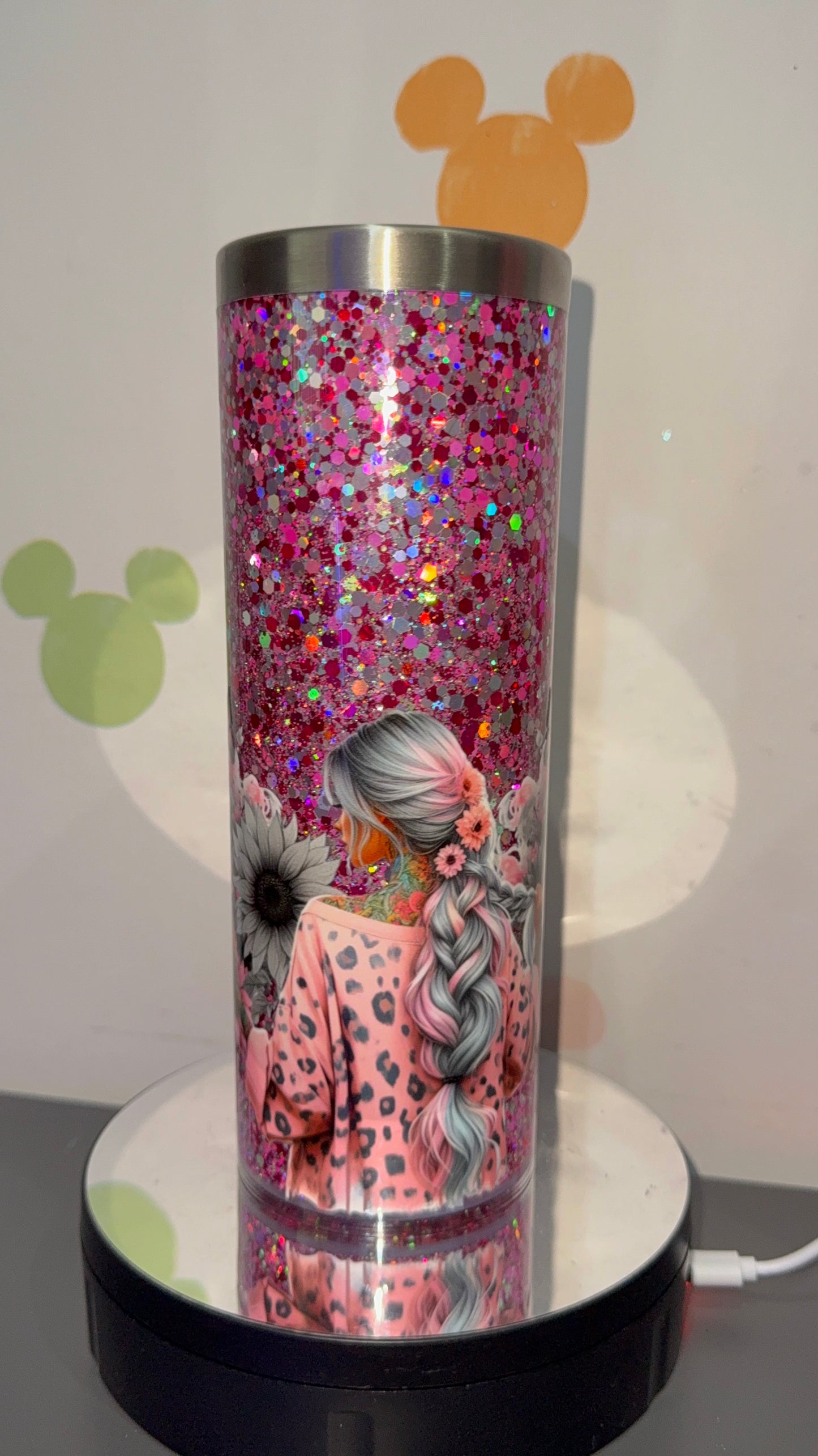 20oz insulated snowglobe with (hot/cold drinks)