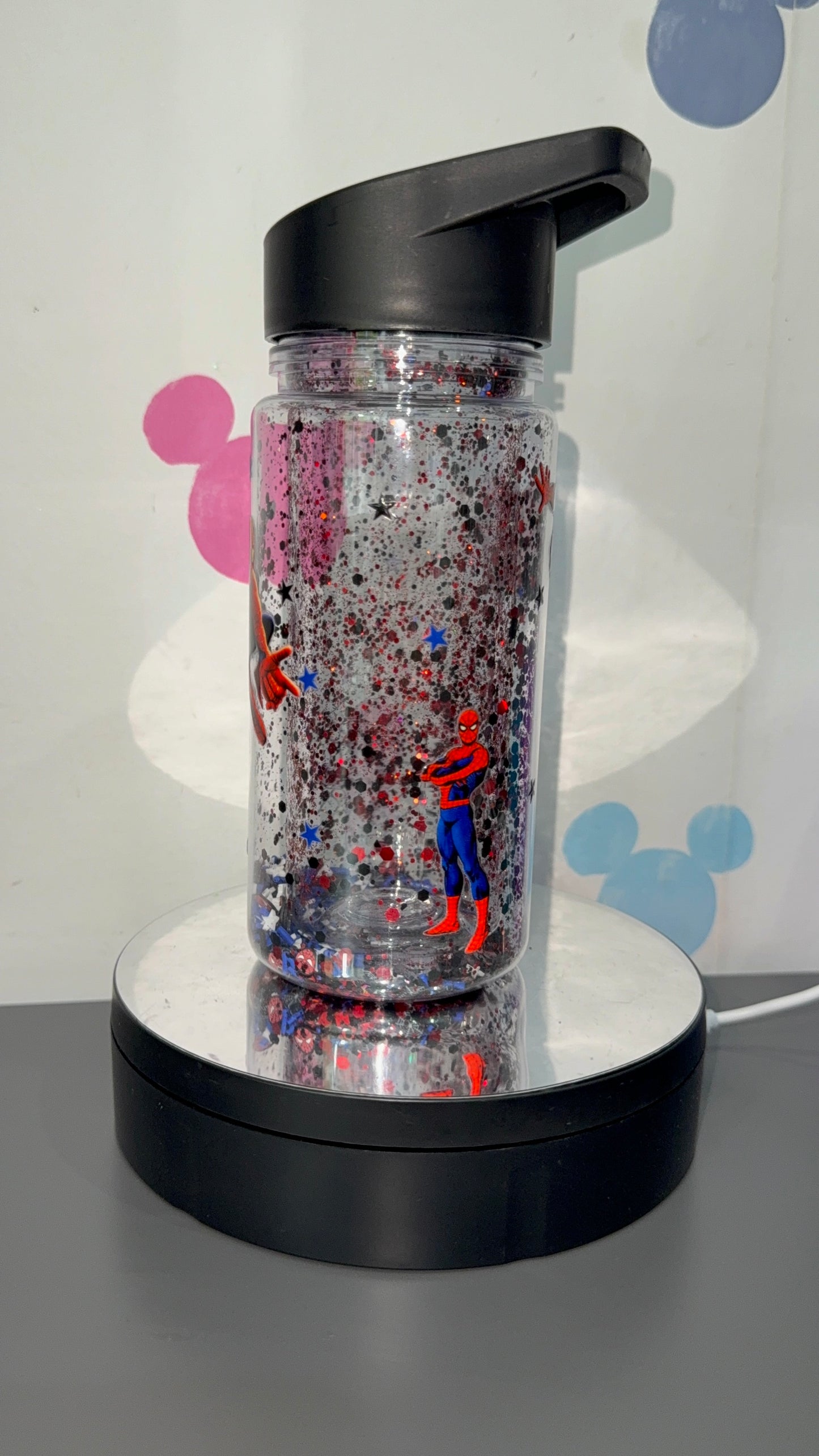 Spidey kids bottle, with clay pieces