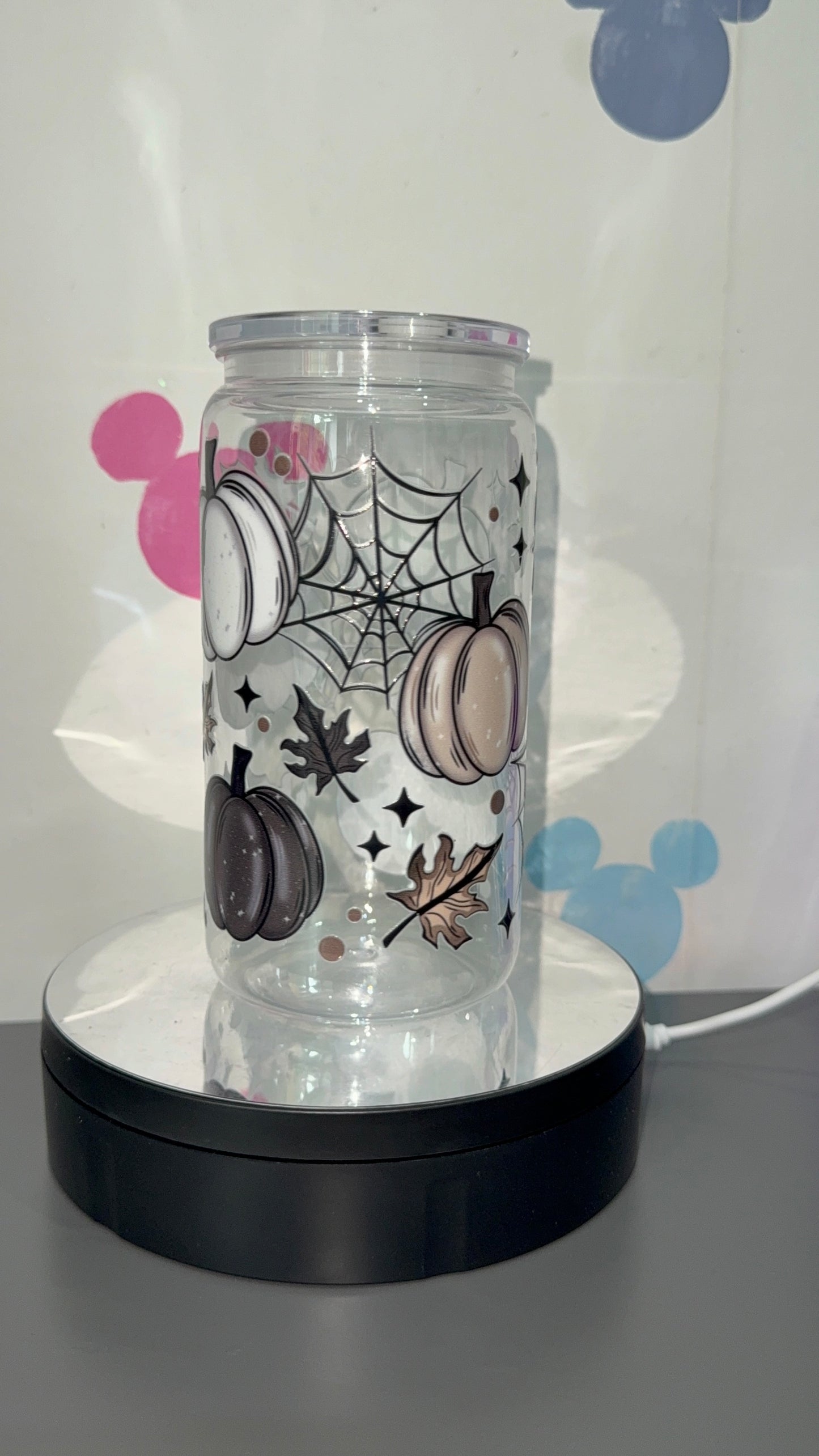 Black/white/neutrals pumpkin tumbler