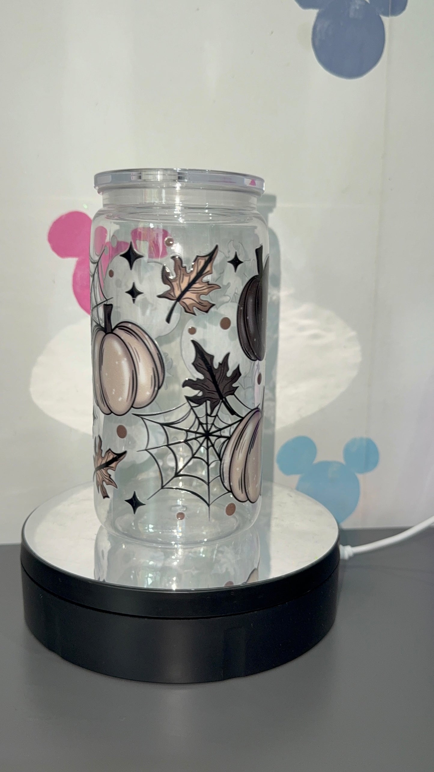 Black/white/neutrals pumpkin tumbler