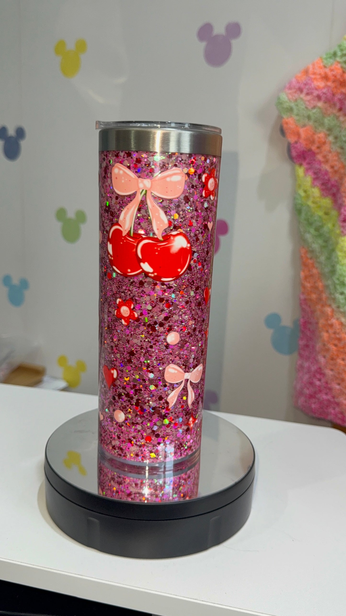 20oz insulated snowglobe with (hot/cold drinks)