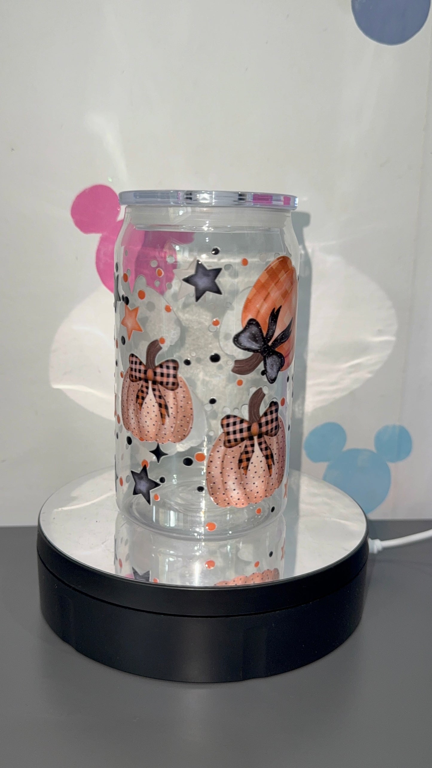 Plaid/polka dot pumpkin tumbler