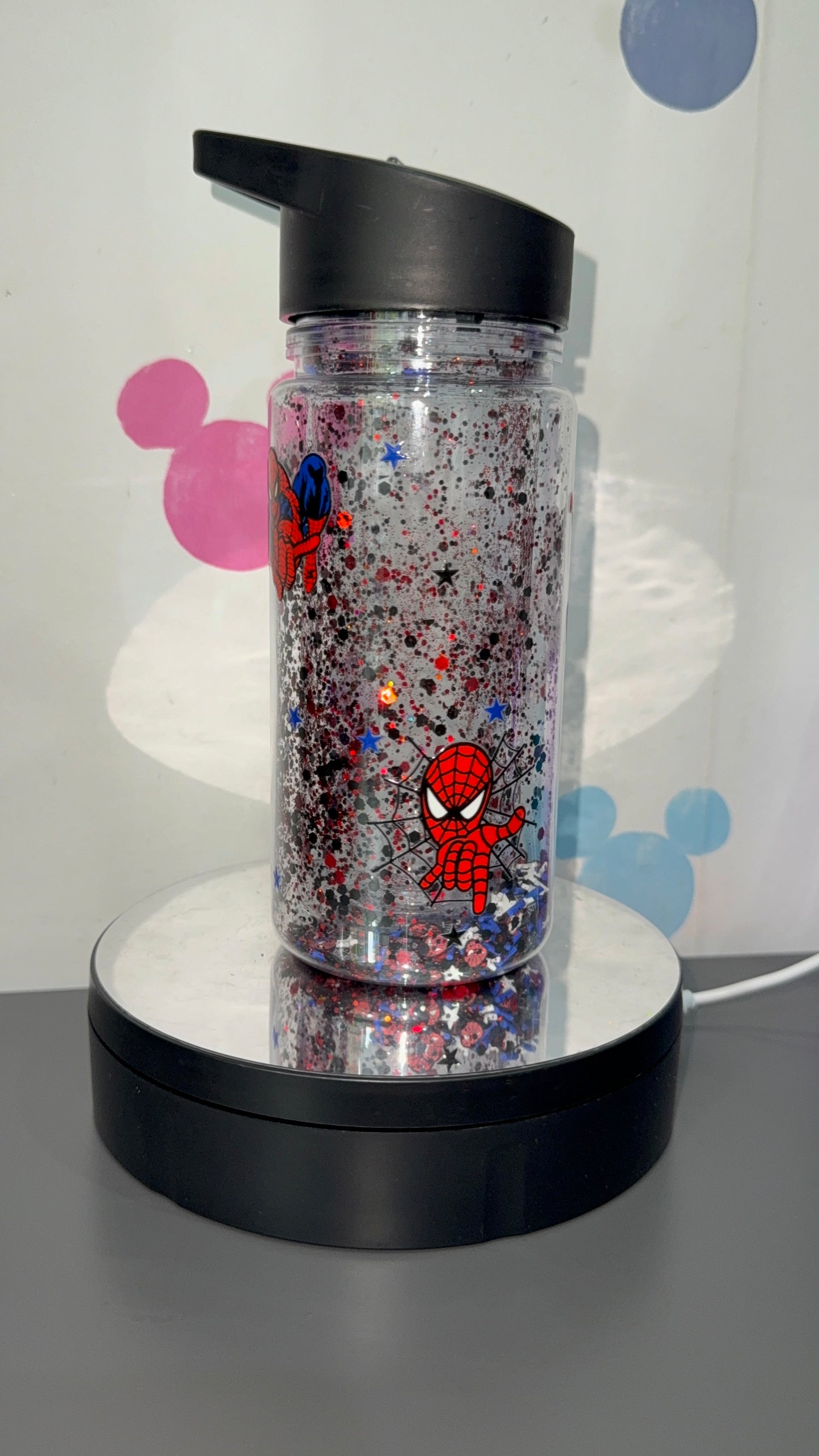 Spidey kids bottle, with clay pieces