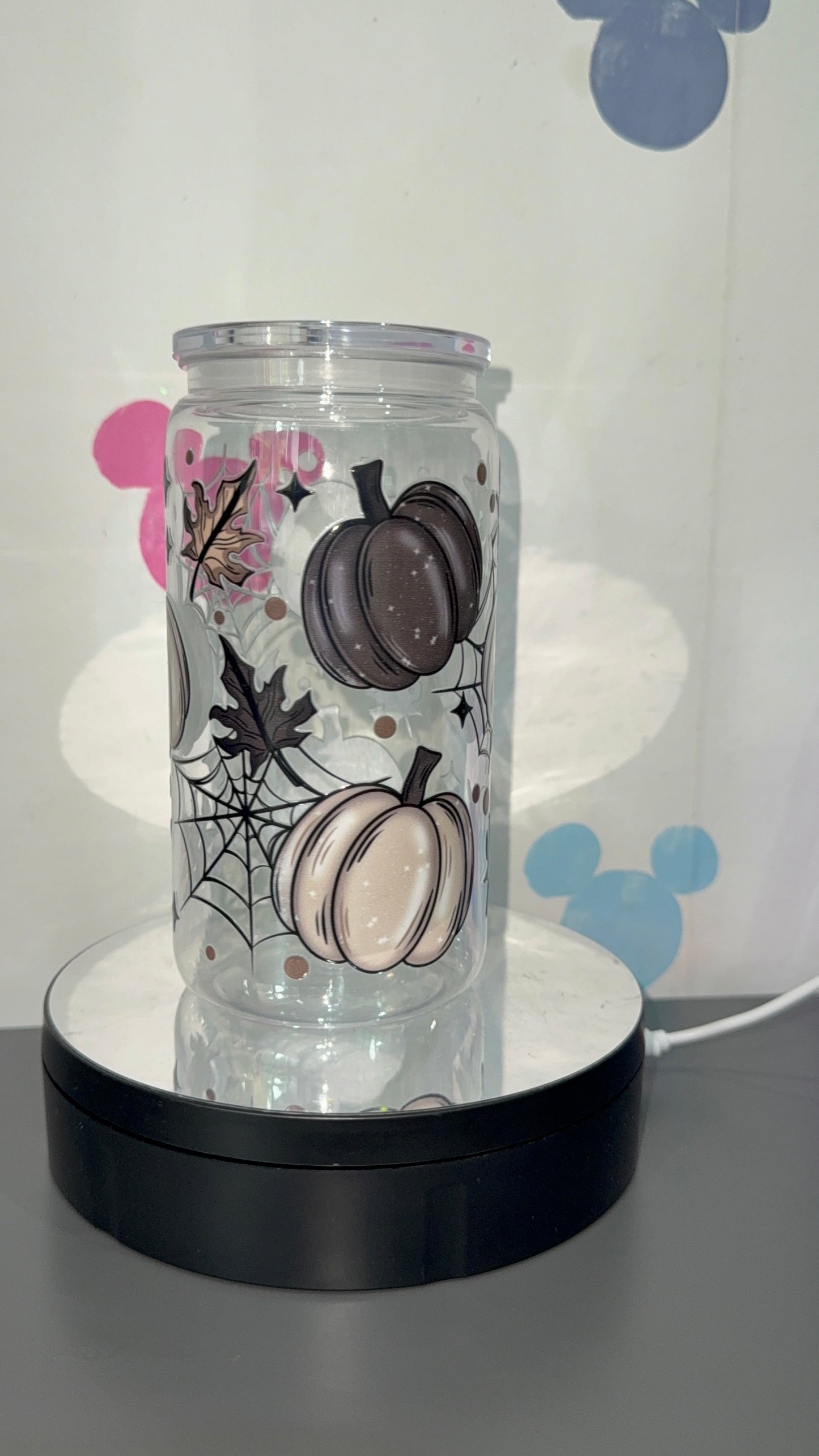 Black/white/neutrals pumpkin tumbler