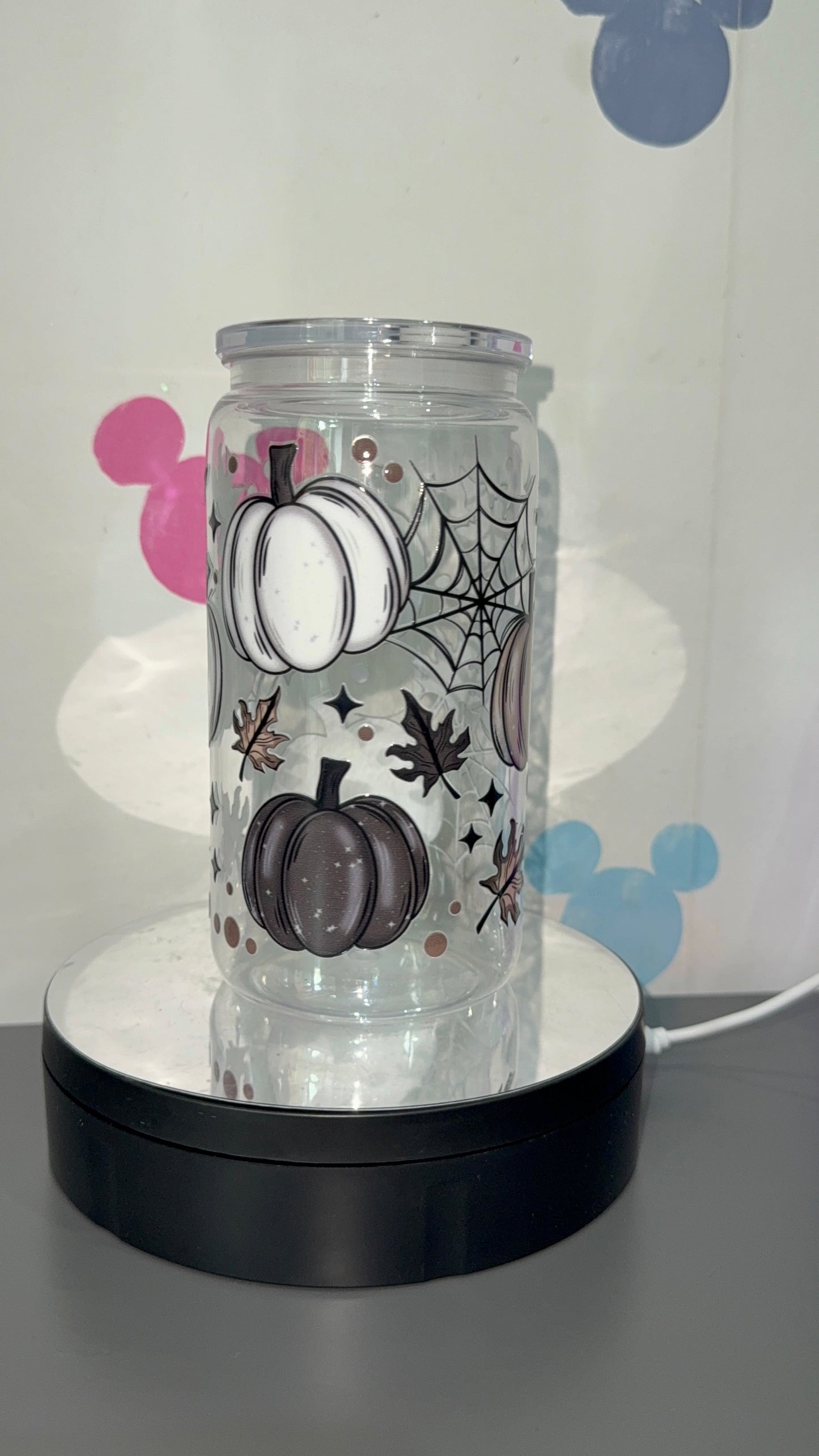 Black/white/neutrals pumpkin tumbler