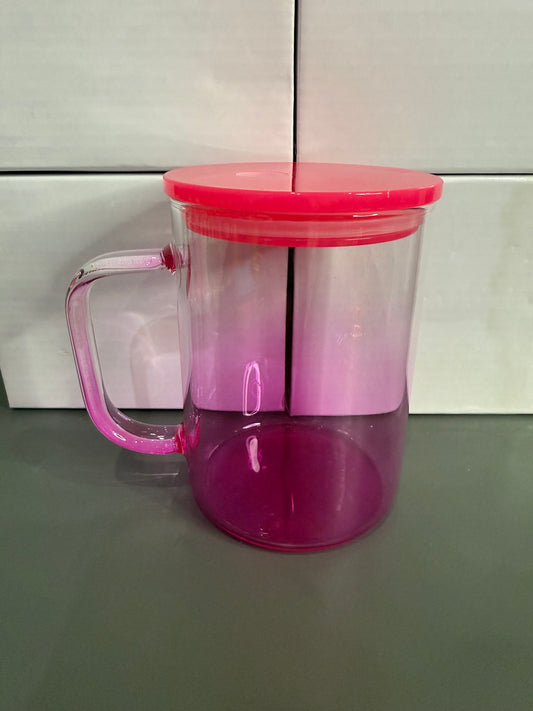 DE Pink ombre glass mug