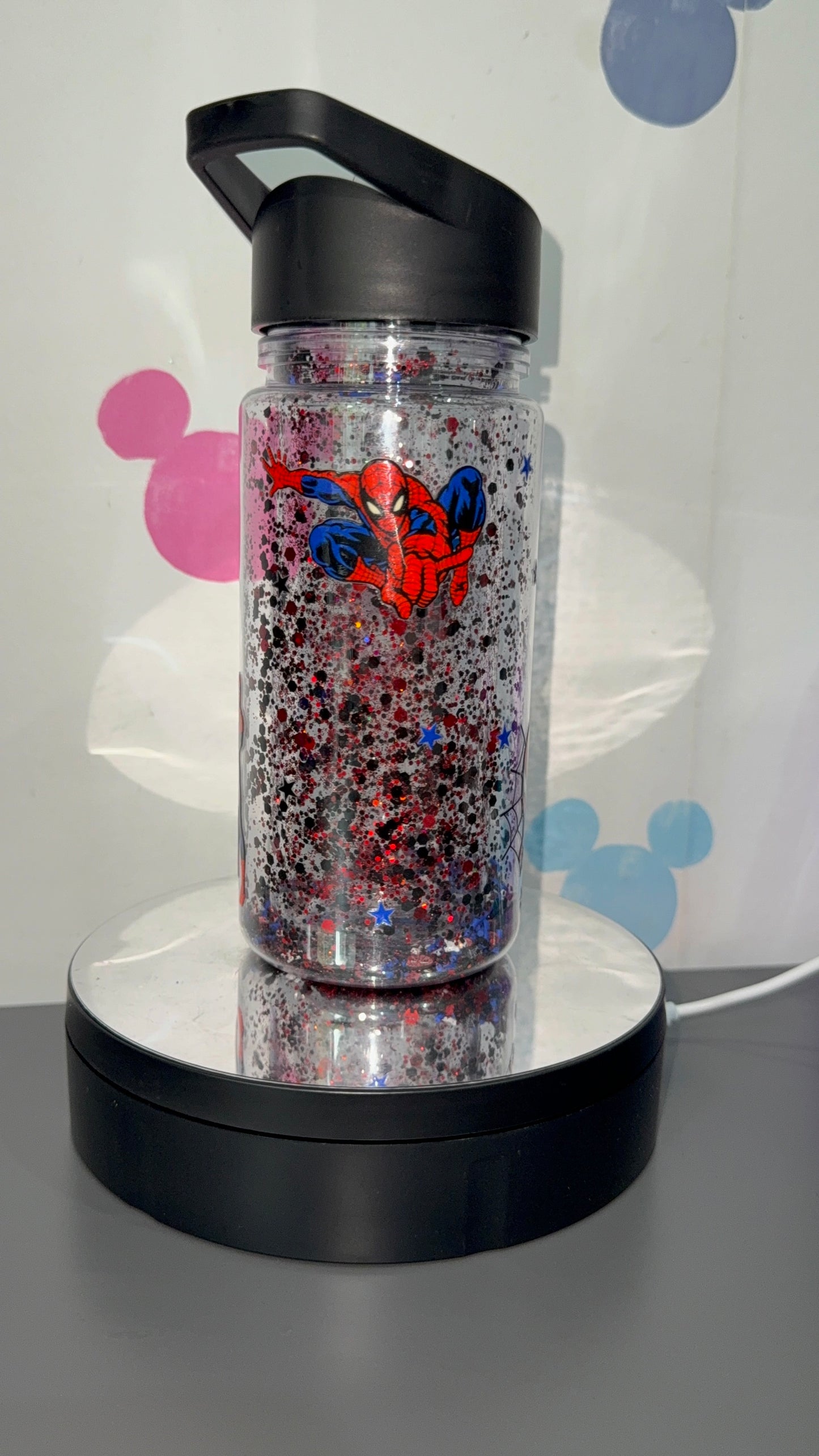 Spidey kids bottle, with clay pieces