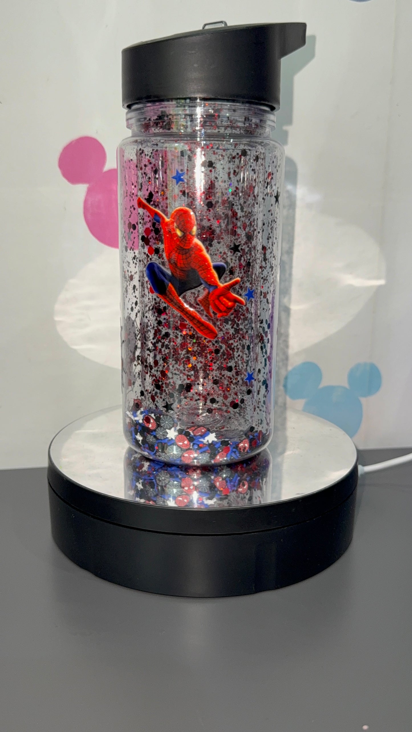 Spidey kids bottle, with clay pieces