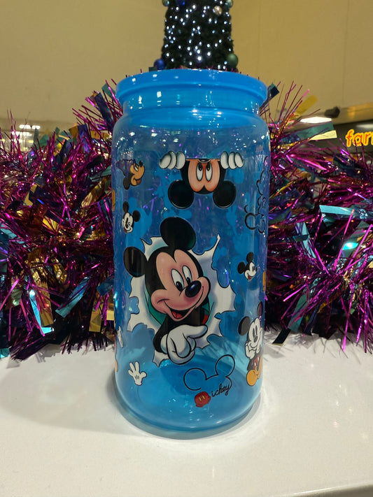 Blue Mickey acrylic can
