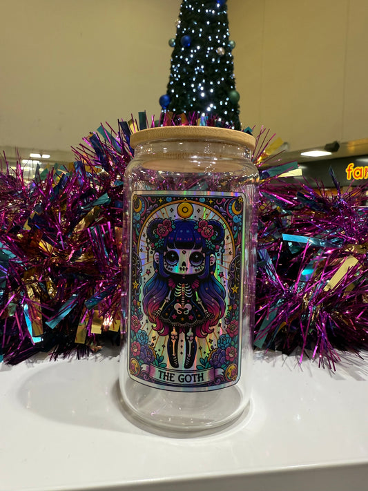 Goth girl tarot glass can