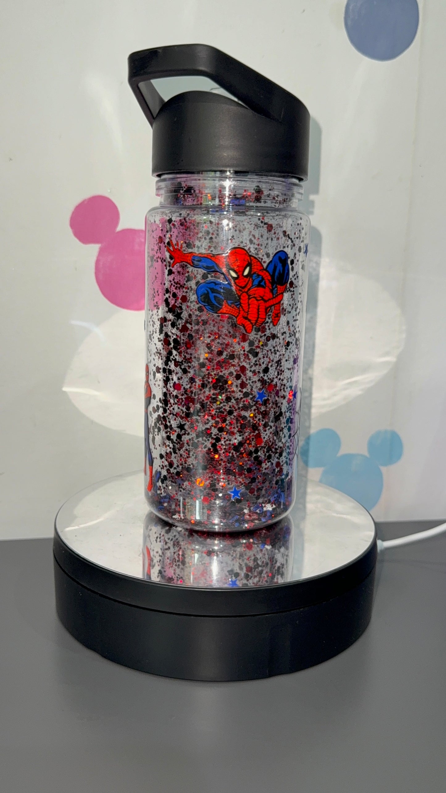 Spidey kids bottle, with clay pieces