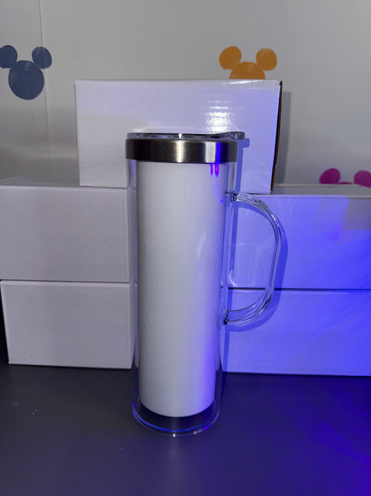 20oz insulated snowglobe with handle (hot/cold drinks)